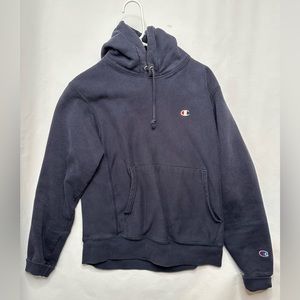 Champion Men’s Small Reverse Weave Hoodie In Navy